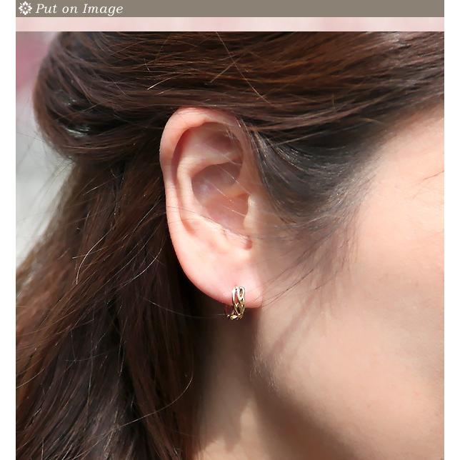 K18 中折れピアス フープピアス メッシュタイプ 12mm×4mm 18K 18金 ゴールドの画像