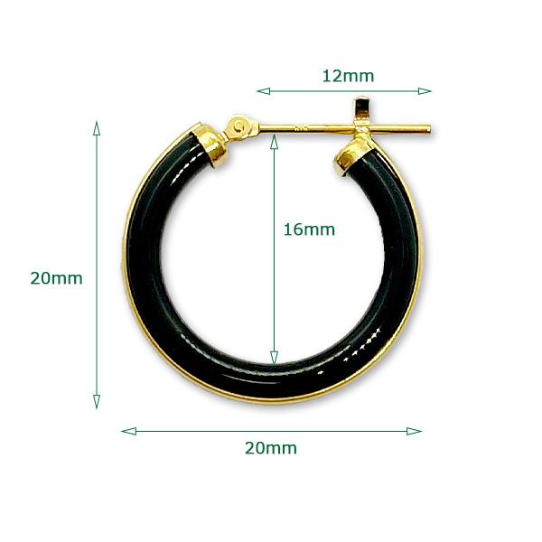 K18 フープピアス ブラックオニキス ストレートライン 20mm ユニ