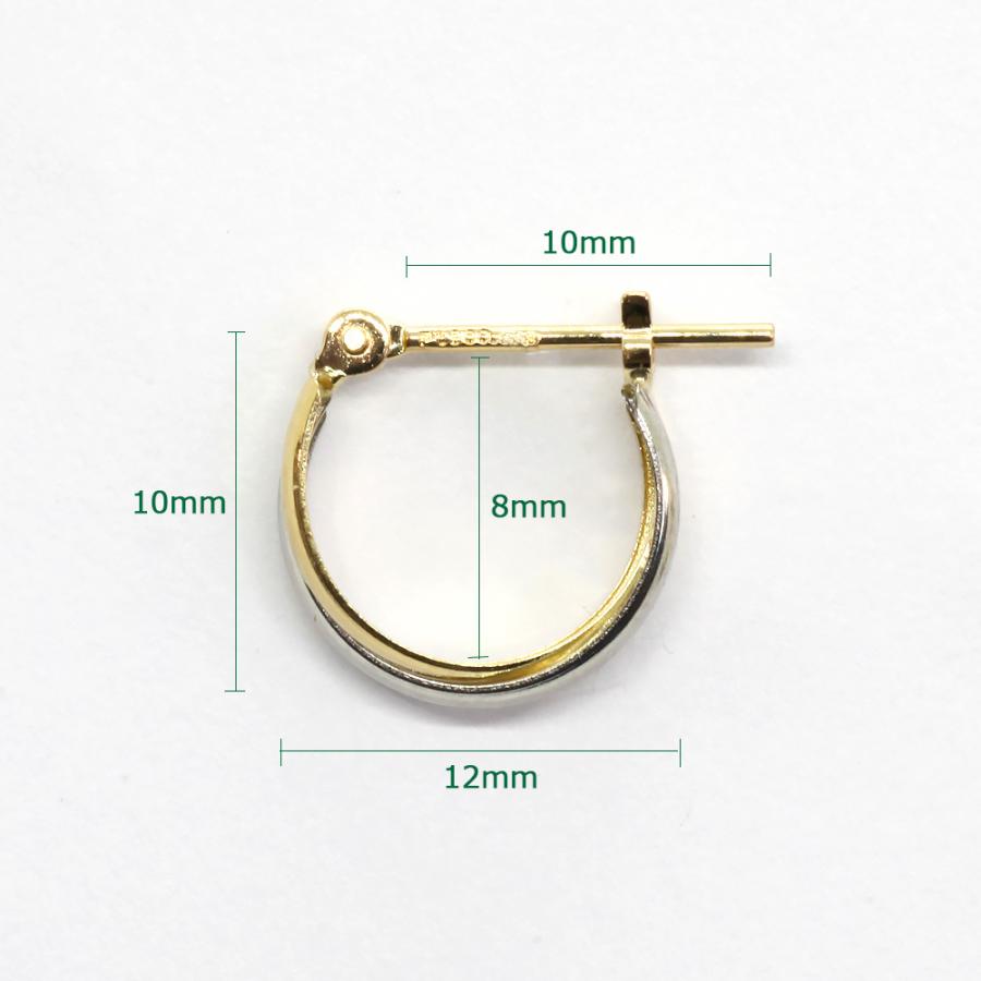 K18 pt900 フープピアス 2カラー ペア - アクセサリー K18 pt900 フープピアス 2カラー ペア - アクセサリー