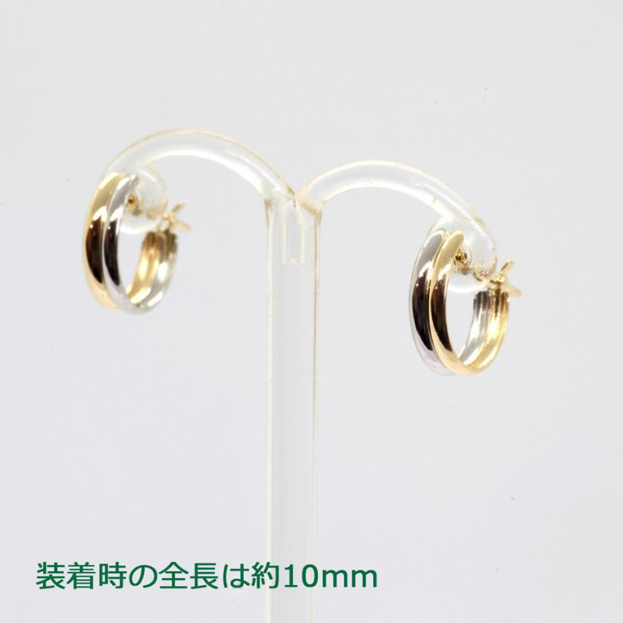 フープピアス コンビカラー 2連 パラレルタイプ 2色 K18 18K 18金 ゴールド PT900 プラチナの画像