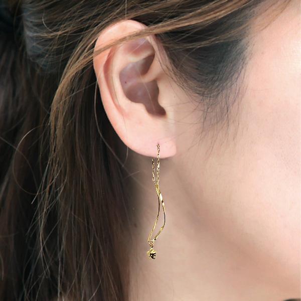 K18 星 アメリカンピアス 揺れるピアス スター チェーンタイプ 18K 18 