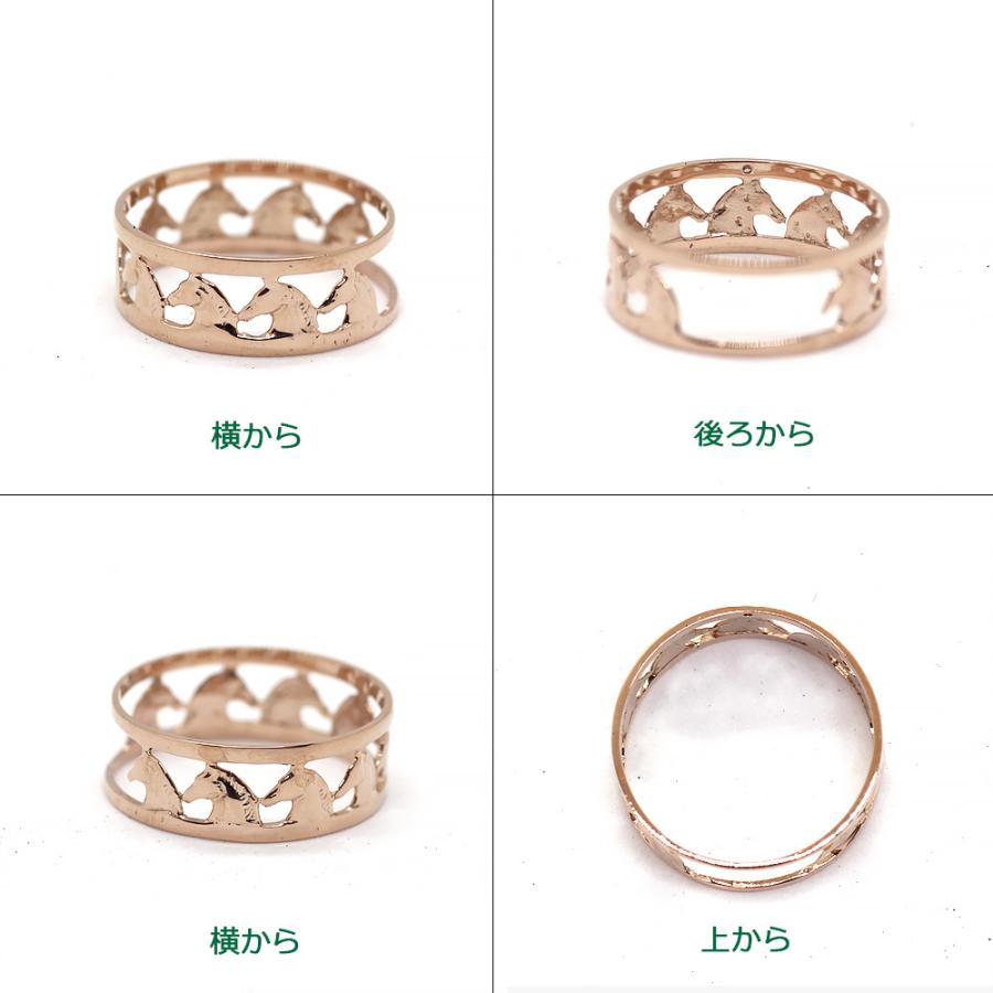 K10YG/PG/WG ９頭の馬リング 指輪 幅広 エアリーでシンプルな地金リングの画像