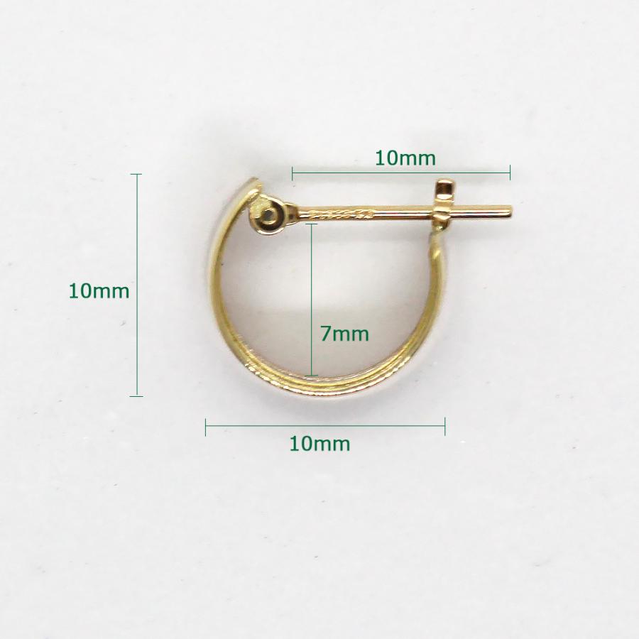 K18&PT 3連フープピアス 6mm×10mm トリニティ 角溝 遮断式 パラレルタイプ 3色 18K 18金 ゴールド YG PG PT900 プラチナの画像