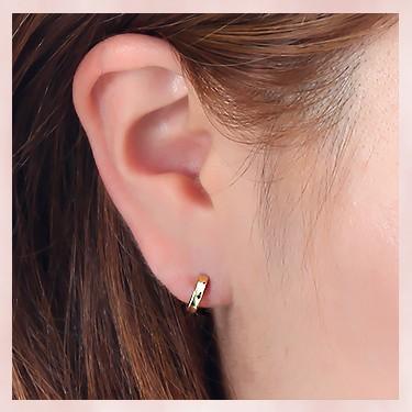 K18角溝タイプのフープピアス 10mm×2mm 18金 PC8437 : ベビーズシュー