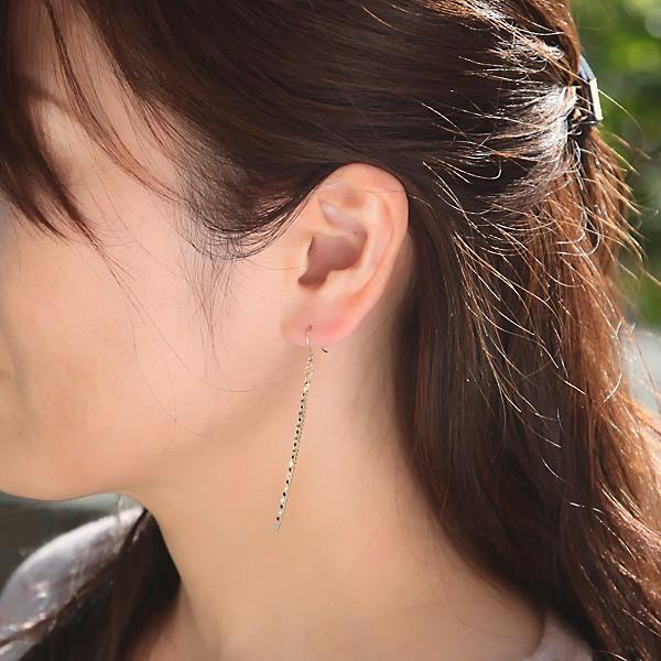 K10 アメリカンピアス 揺れるフックピアス 4連チェーン 10K 10金  