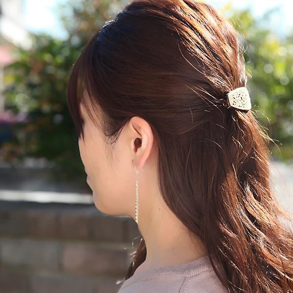 K10 アメリカンピアス 揺れるフックピアス 4連チェーン 10K 10金  