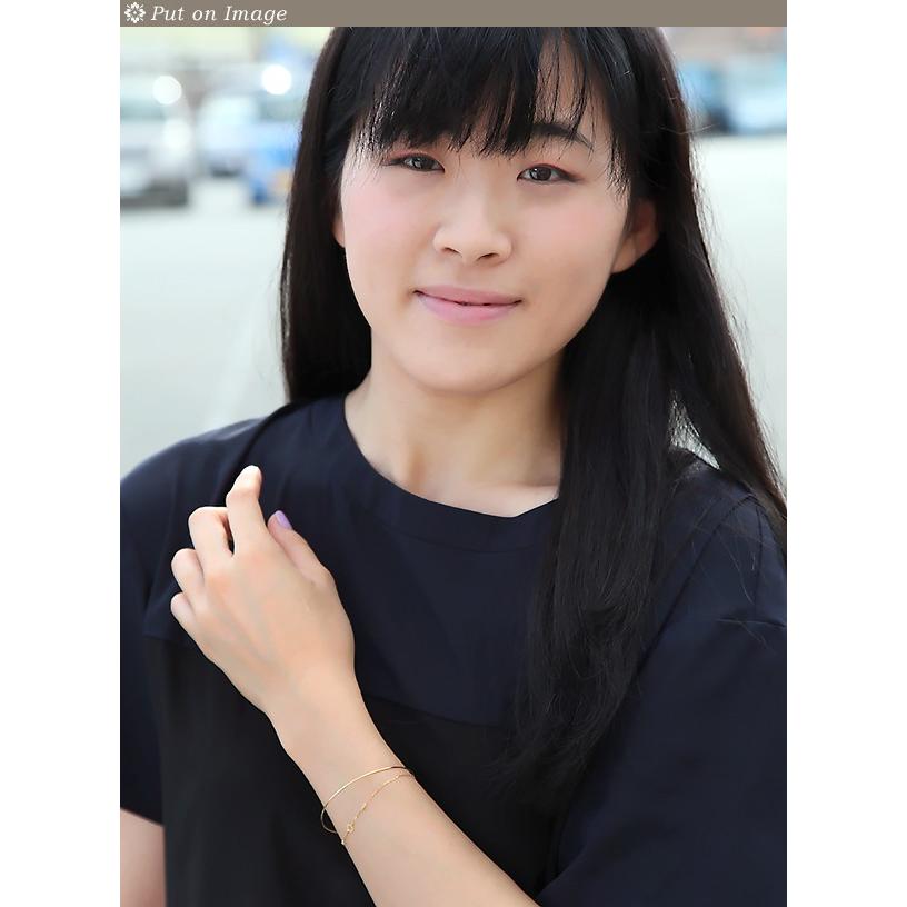 K18 2連ブレスレット バングルタイプ 角アズキチェーン 18K 18金