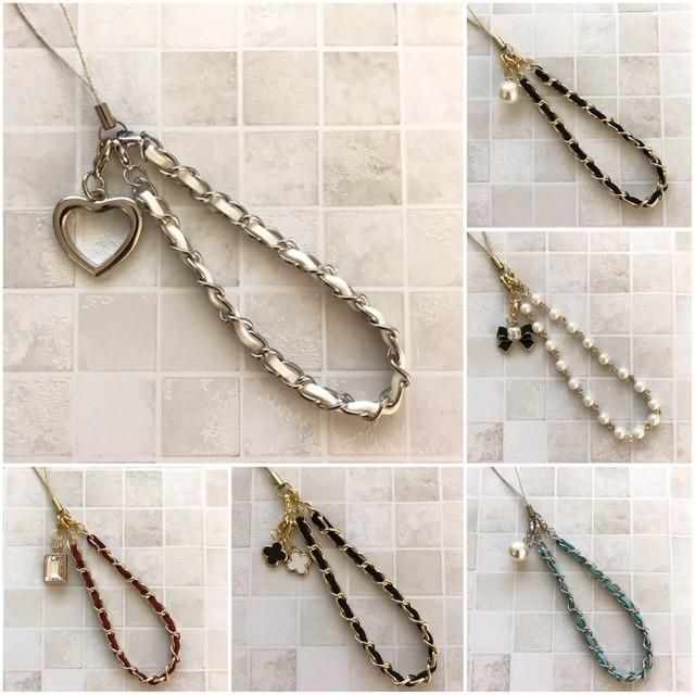 ストラップ用追加チャーム♪ スマホストラップ パール カメリア