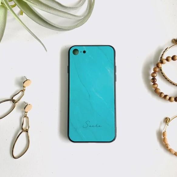 Iphoneケース スマホケース アイフォン ターコイズ 大理石柄 マーブル 名前 名入れ 文字入れ オーダーメイド Iphone13 13pro Mini ミニ Se 12 11 7 8 Xr Xs Max C Babyselect 通販 Yahoo ショッピング