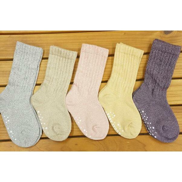 日本製BABY STORY 無地カラー杢太畦ルーズソックス12-15cm 1017 