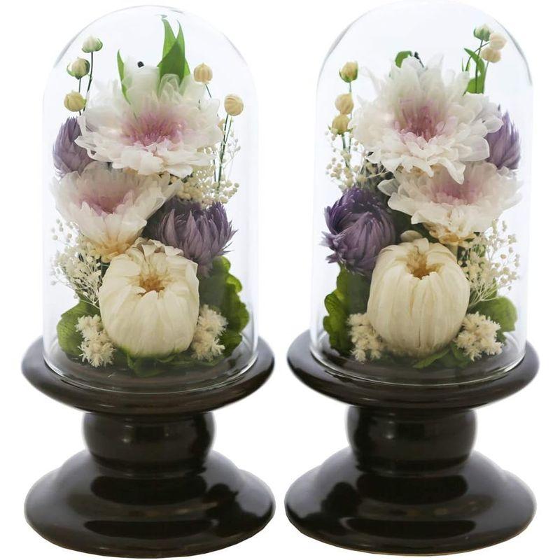 アートフォーシーズン 仏花 ●（茶系）ミニ輪菊glass 対デザイン２個SETホワイト プリザーブドフラワー 仏花 アートフォーシーズン 茶系 ミニ輪菊glass 対デザイン２個SETホワイト プリザーブドフラワー ミニ 初七日