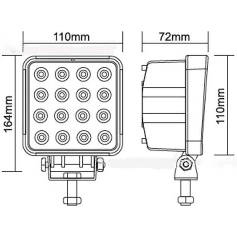 POOPEE led作業灯 48W 黄色 16連 ledワークライト 高輝度 広角 12V 24V対応 防水防塵 イエロー光 4点セット - 9