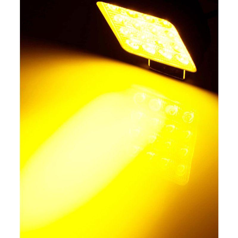 POOPEE led作業灯 48W 黄色 16連 ledワークライト 高輝度 広角 12V 24V対応 防水防塵 イエロー光 4点セット - 8