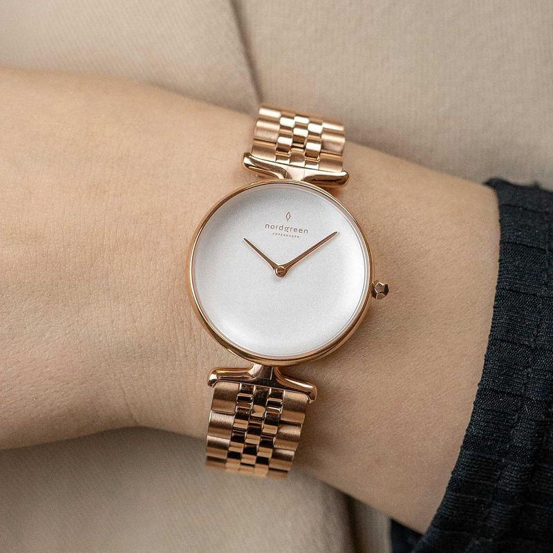 Nordgreen［ノードグリーン］Unika 北欧デザイン腕時計 ホワイトダイヤル シルバー 5リンクブレス28mm 北欧デザイン腕時計 ホワイトダイヤル シルバー 5リンクブレス28mm