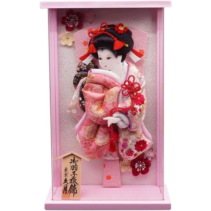 人形の久月 刺繍振袖羽子板 ピンク額型アクリルケース入り40227-1 刺繍振袖羽子板 ピンク額型アクリルケース入り40227