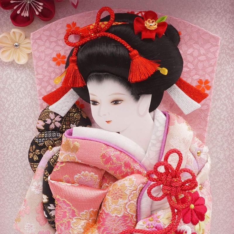 人形の久月 刺繍振袖羽子板 ピンク額型アクリルケース入り40227-1 刺繍振袖羽子板 ピンク額型アクリルケース入り40227