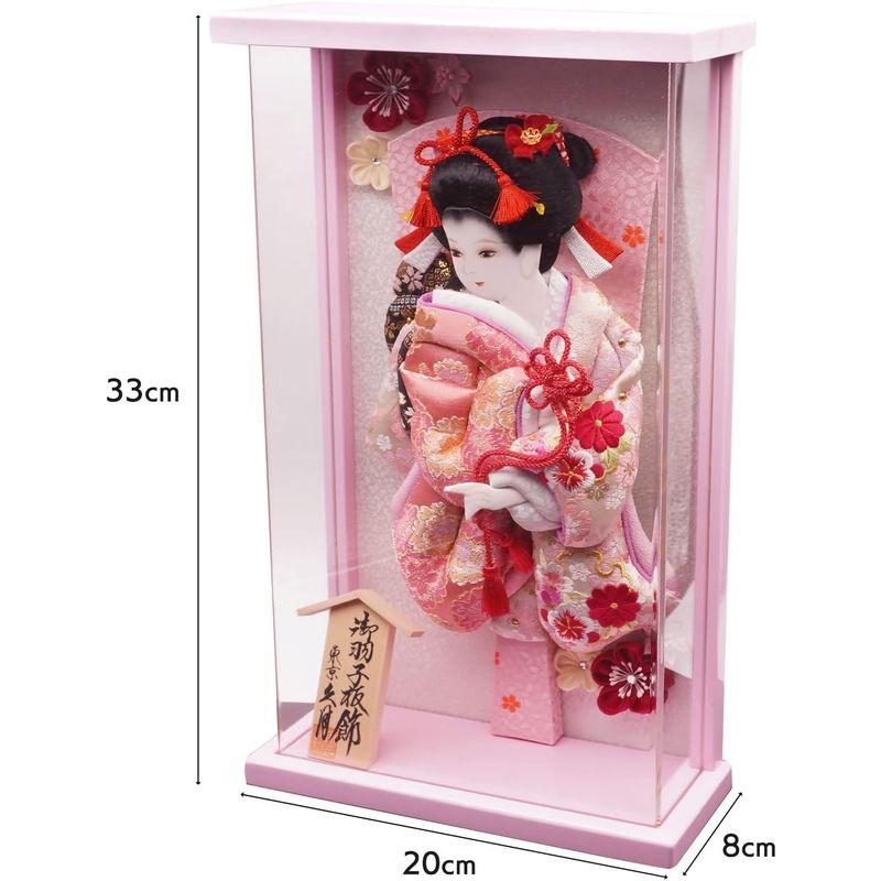 人形の久月 刺繍振袖羽子板 ピンク額型アクリルケース入り40227-1 刺繍振袖羽子板 ピンク額型アクリルケース入り40227