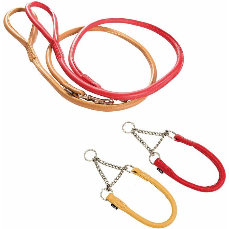 ASHU ソフトレザーハーフチョークM＆犬用リードMセット (マスタード) ソフトレザーハーフチョークM＆犬用リードMセット マスタード