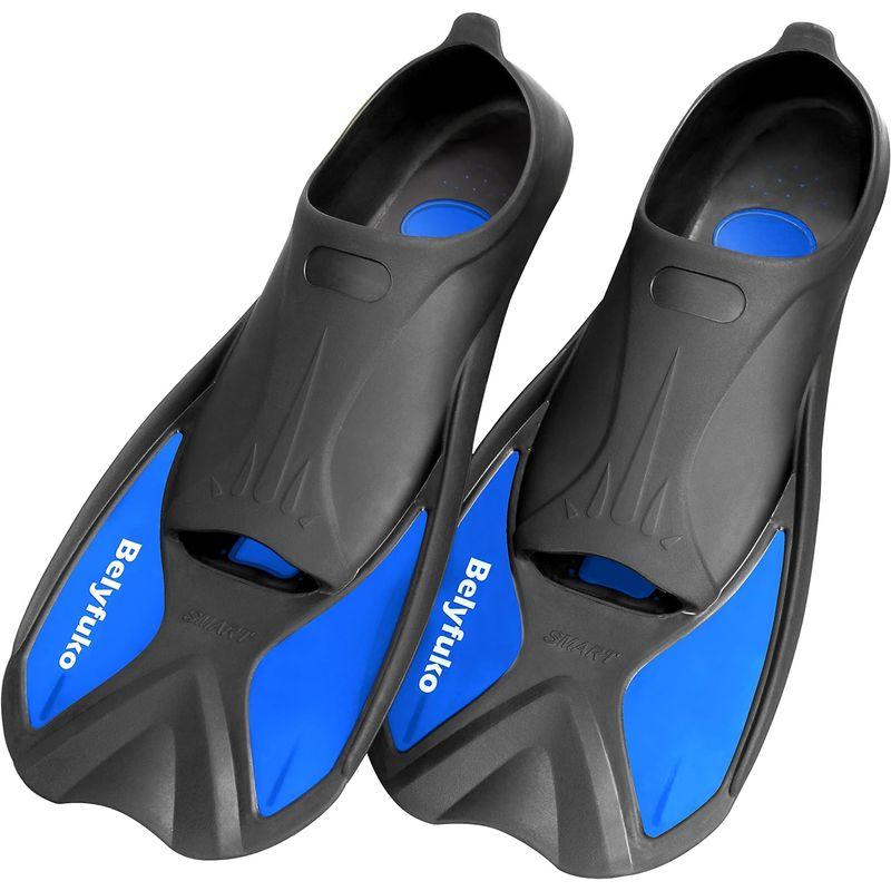 Belyfuko ショートスイムフィン 大人用 シュノーケルフィン ラップ 水泳 ダイビング シュノーケリング トラベルサイズ メッシュバッ シュノーケリング ショートスイムフィン 大人用 シュノーケルフィン ラップ 水泳 ダイビング トラベルサイズ メッシュバッ
