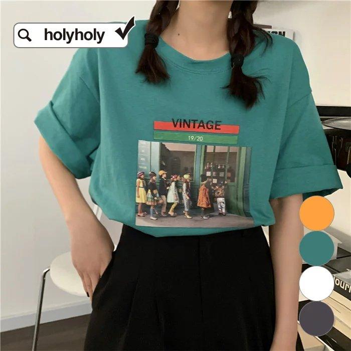 4color Vintage グラフィックプリント 半袖 Tシャツ Tシャツ トップス カットソー 半袖tシャツ カジュアル デザイン 5分袖 オシャレ カワイイ 春夏 Bac921 1590 Back Style 通販 Yahoo ショッピング