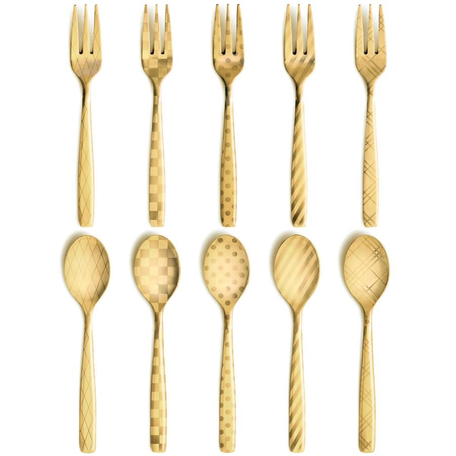 カトラリーセット DRESS GOLD ティースプーン ティーフォーク 金色 10本セット カトラリーセット ドレス ゴールド | 