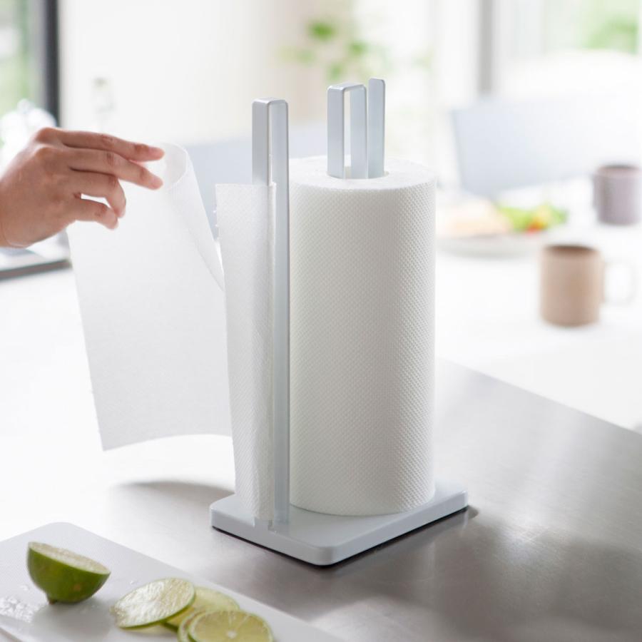 キッチンペーパーホルダー 山崎実業 正規品 TOWER タワー 片手で切れるキッチンペーパーホルダー キッチンペーパー収納  ホワイト | tower