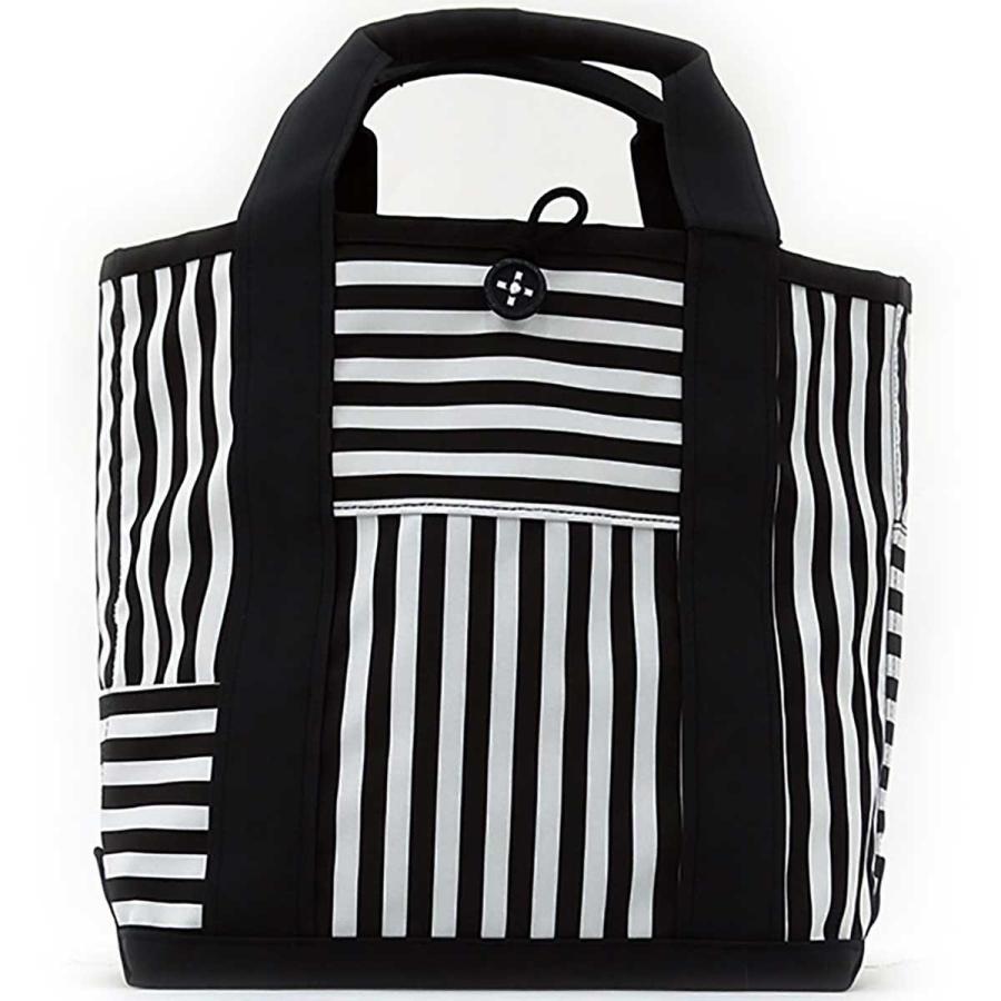 トートバッグ +RING 撥水トートバッグ Mサイズ おしゃれ プラスリング レディーストート Sr.155 ストライプ ブラック | 