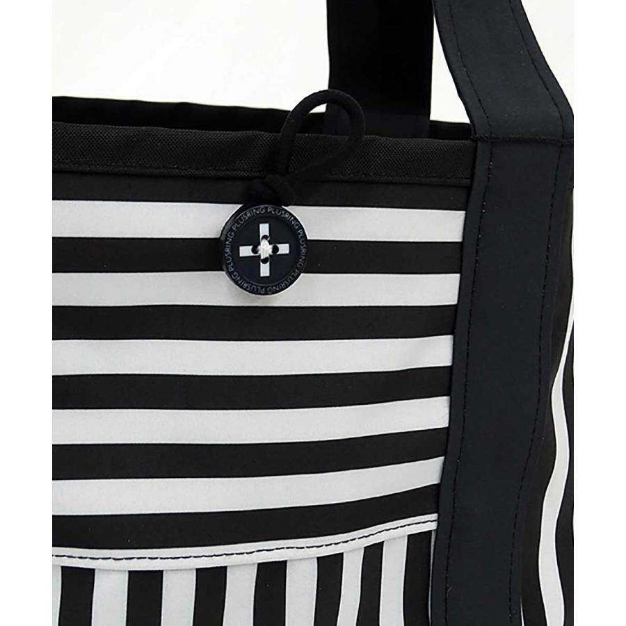 トートバッグ +RING 撥水トートバッグ Mサイズ おしゃれ プラスリング レディーストート Sr.155 ストライプ ブラック |  | 04