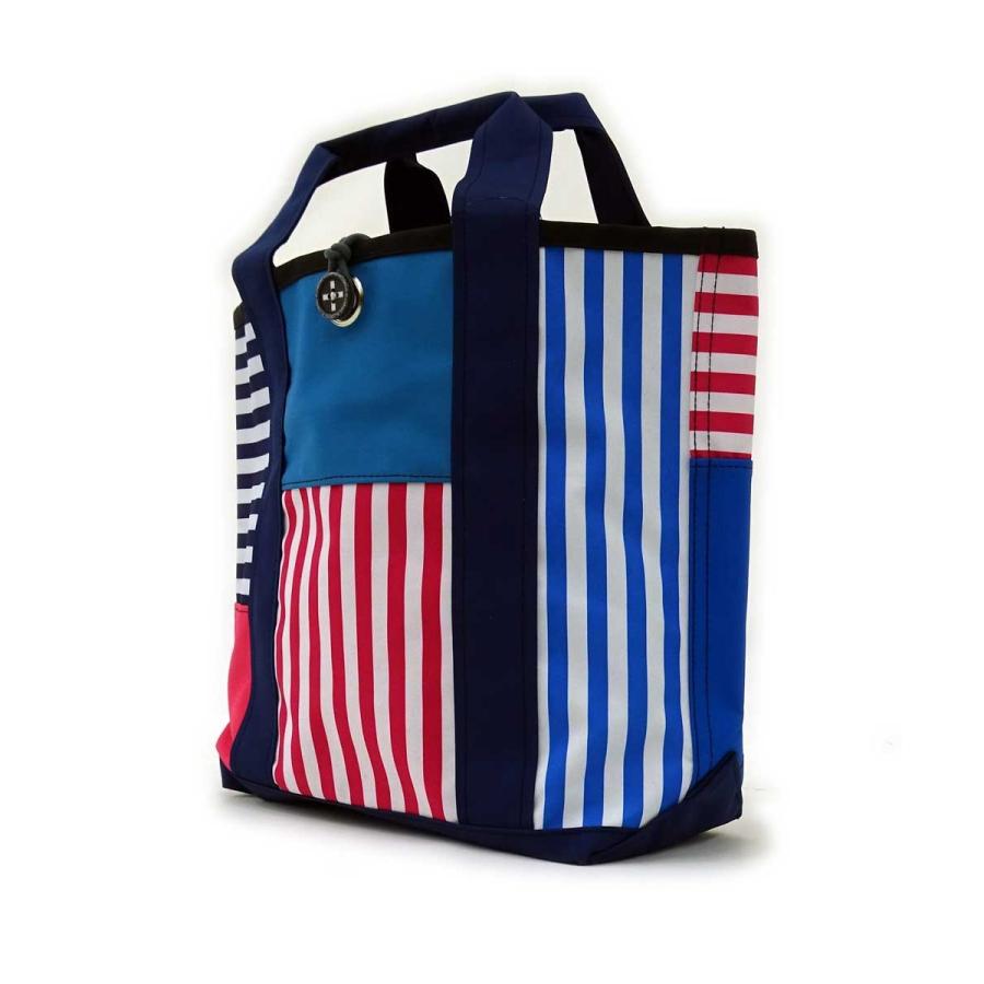 トートバッグ +RING 撥水トートバッグ Mサイズ おしゃれ プラスリング レディーストート Sr.109 ストライプ ブルー ピンク |  | 01