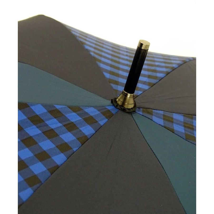 傘 +RING coco 65cm メンズ おしゃれ プラスリング 長傘 男性用 T522 ギンガムチェック ネイビー ブルー |  | 02