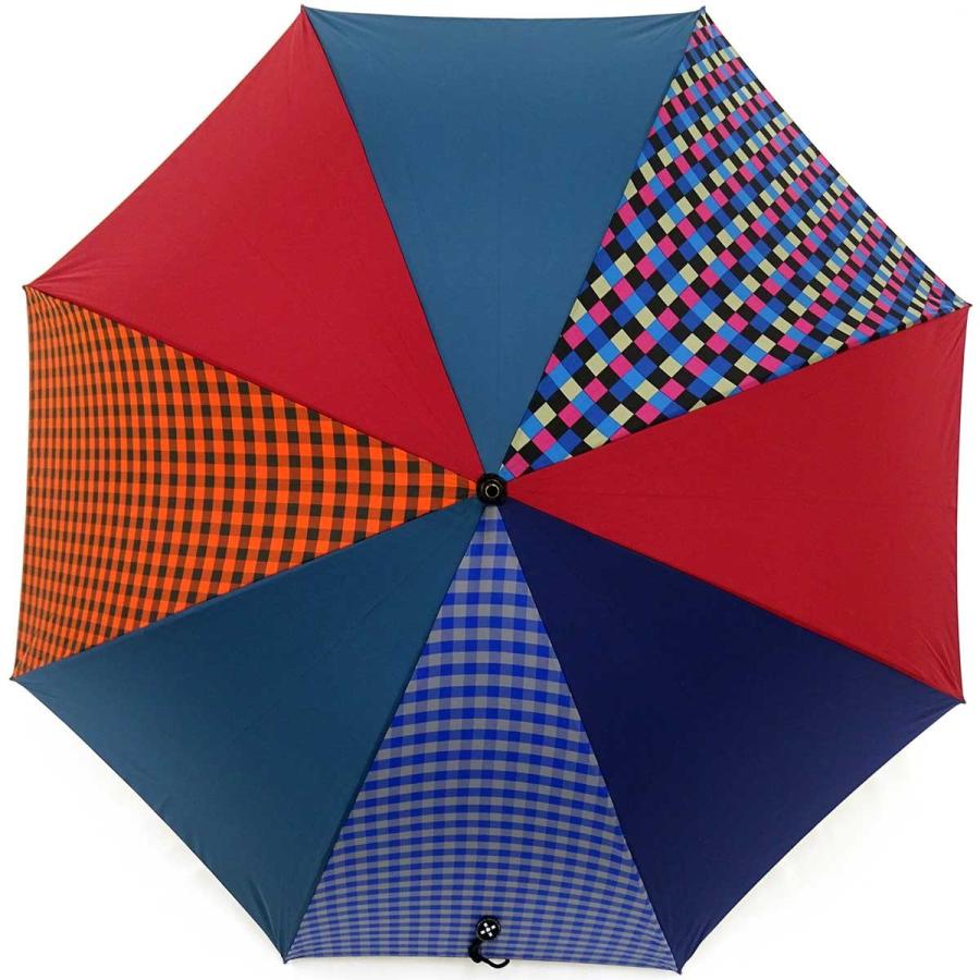 傘 +RING coco 65cm メンズ おしゃれ プラスリング 長傘 男性用 T281 ギンガムチェック オレンジ ブルー | 