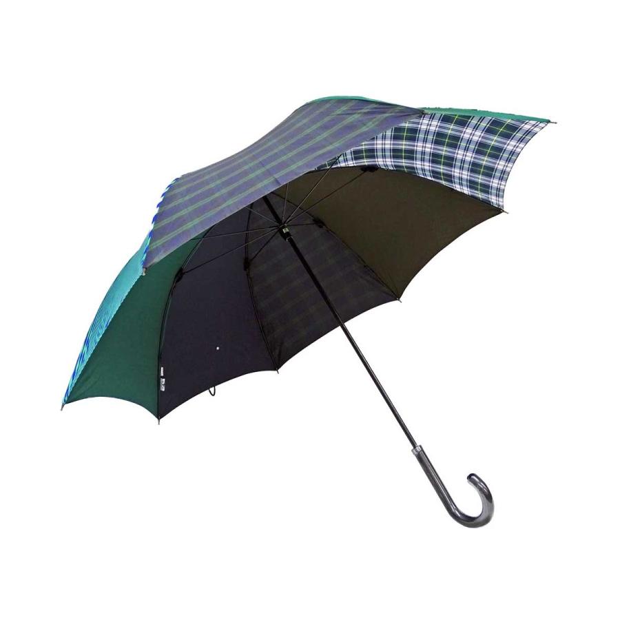 傘 +RING coco 65cm メンズ おしゃれ プラスリング 長傘 男性用 T282 タータンチェック グリーン |  | 01