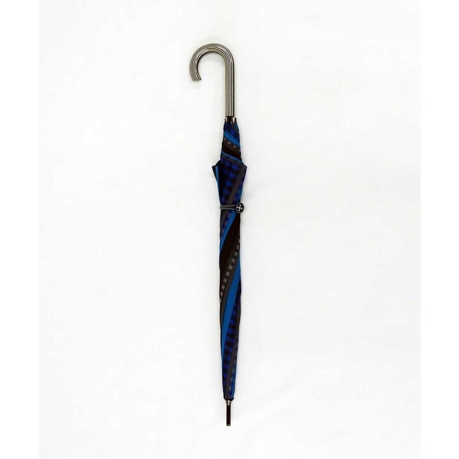 傘 +RING coco 65cm メンズ おしゃれ プラスリング 長傘 男性用 T527 ギンガムチェック ブルー グレー |  | 04