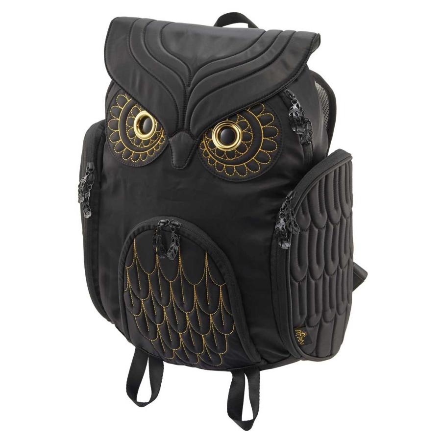 リュック MORN CREATIONS ミミズククラシックバックパックLサイズ 人気の動物リュック モーンクリエイションズ フクロウ ブラック ゴールドエンブロ |  | 01