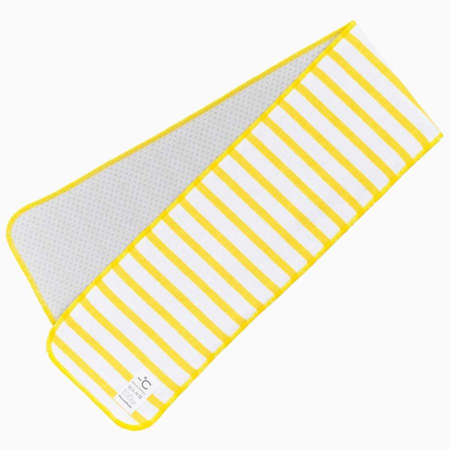 冷感タオル -℃ MINUS DEGREE SOFT SPORTS フェイスタオル おしゃれなボーダー柄！ マイナスディグリー ソフトスポーツ イエロー | 