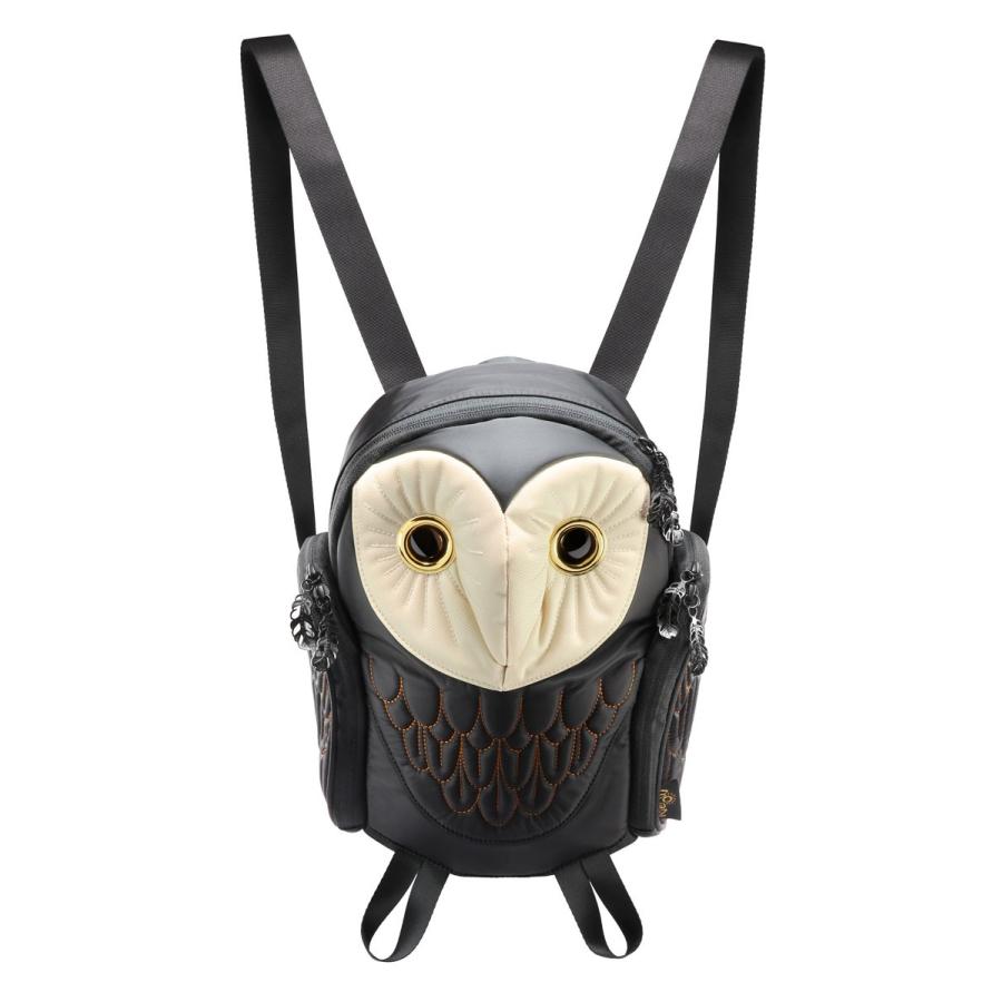 リュック MORN CREATIONS メンフクロウ バックパック レディース 動物バッグ 取り出しやすい背面ポケット付き！ モーンクリエイションズ フクロウ ブラック |  | 02