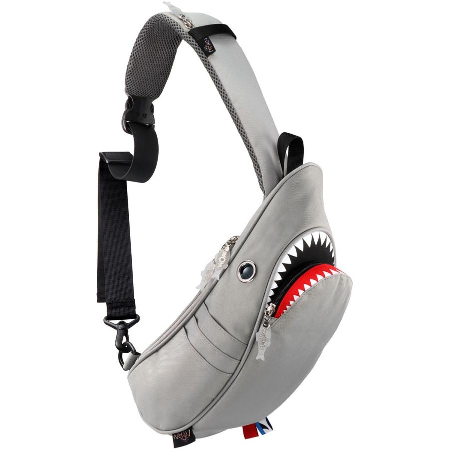 ウエストポーチ モーンクリエイションズ シャークスリングバッグ ウエストバッグ MORN CREATIONS サメ シャークバッグ グレー | 