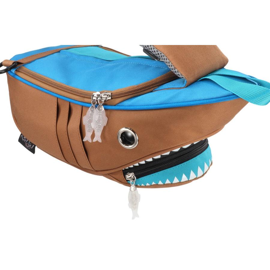 ウエストポーチ モーンクリエイションズ シャークスリングバッグ ウエストバッグ MORN CREATIONS サメ シャークバッグ コンビ ブラウン/ブルー |  | 01