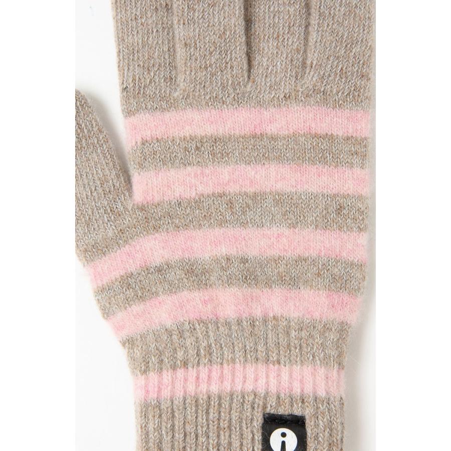 スマホ手袋 アイタッチグローブ Sサイズ スマホ対応手袋 iTouch Gloves レディースサイズ ストライプ ベージュxピンク |  | 02