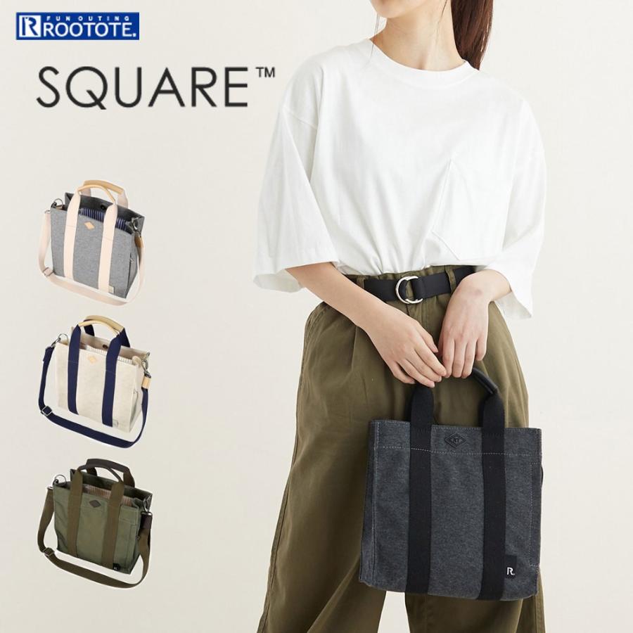 トートバッグ Rootote Sn スクエア2wayコットンテンジク 新作 レディーストート ルートート Square 2way Item1862 グレー 1 Back 通販 Yahoo ショッピング