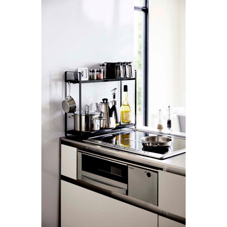 キッチン収納 Yamazaki Tower コンロ横ラック2段 収納ラック 山崎実業 タワー ブラック 455 Back 通販 Yahoo ショッピング