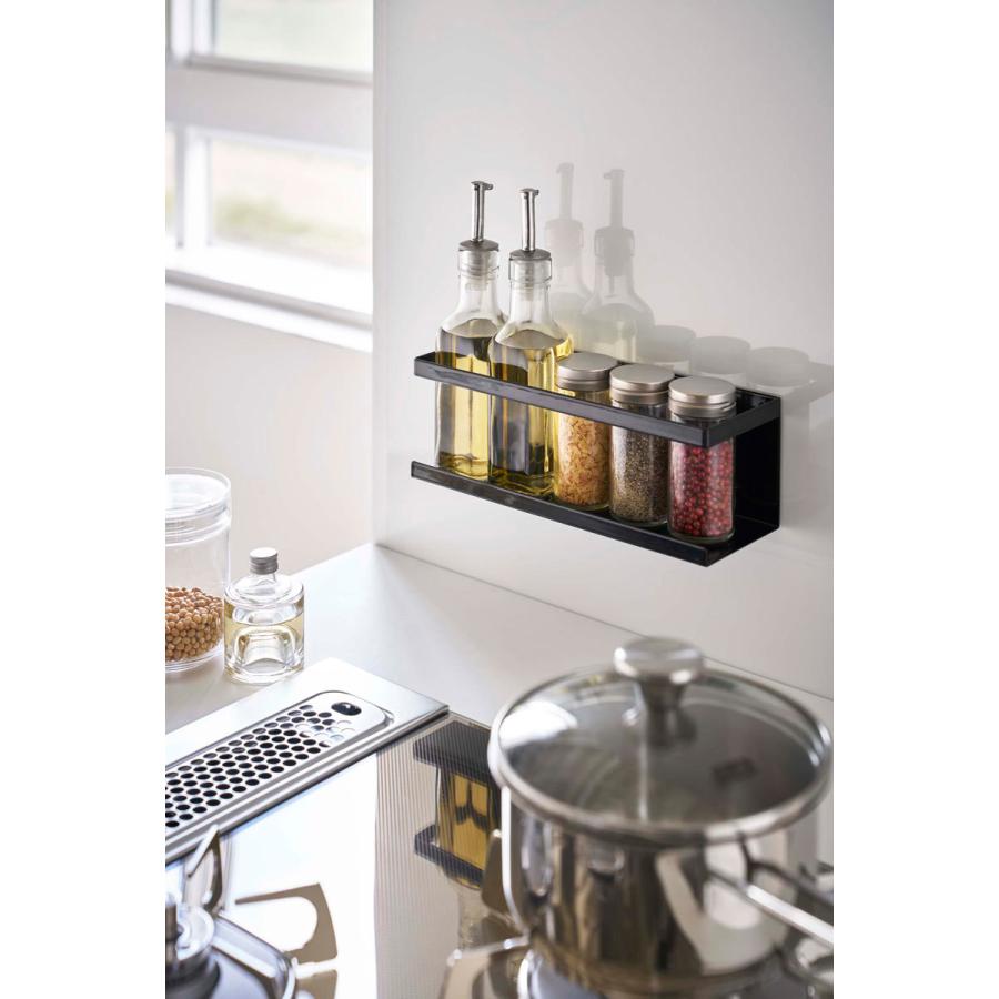 キッチン収納 山崎実業 正規品 TOWER タワー マグネットラック ワイド 収納ラック マグネットキッチンシリーズ ブラック | tower | 01