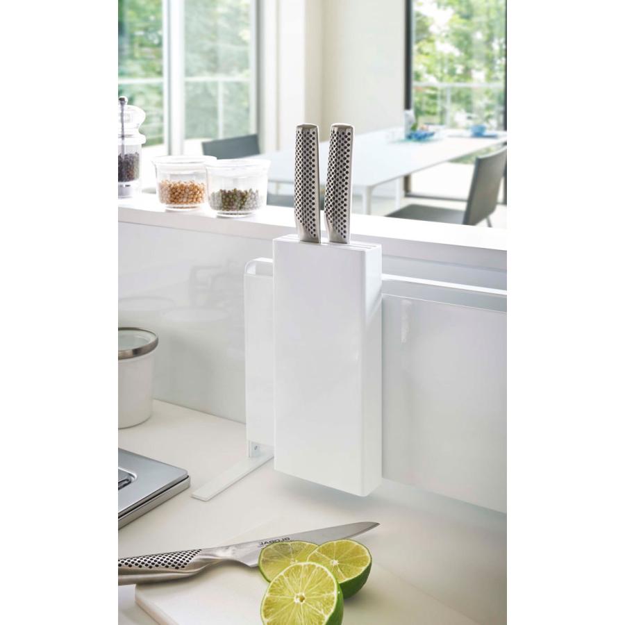 包丁スタンド 山崎実業 正規品 TOWER タワー マグネット包丁スタンド 包丁ケース 包丁差し 収納ケース マグネットキッチンシリーズ ホワイト | tower | 03