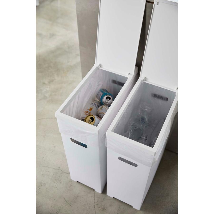 ゴミ箱 山崎実業 正規品 TOWER タワー スリム蓋付きゴミ箱 45L 2個組 ダストボックス ごみ箱 ホワイト＆ホワイト | tower | 02