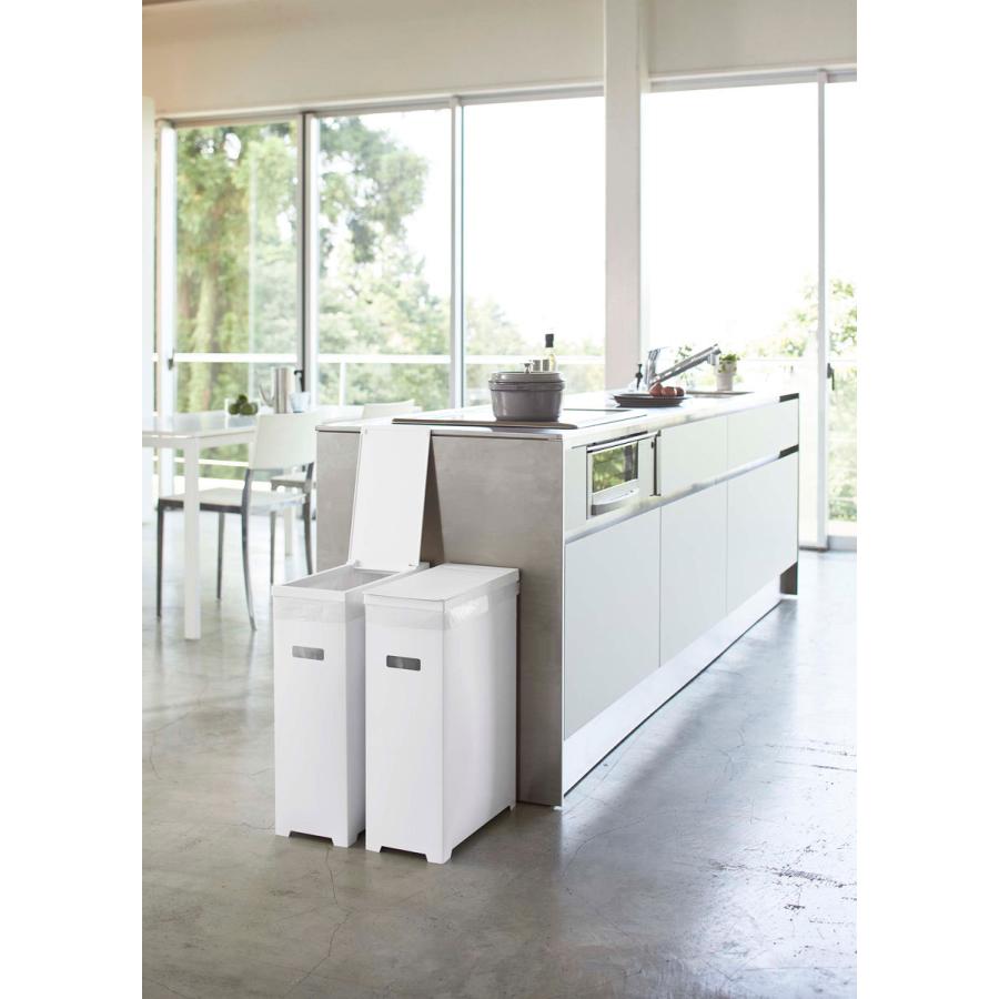 ゴミ箱 山崎実業 正規品 TOWER タワー スリム蓋付きゴミ箱 45L 2個組 ダストボックス ごみ箱 ホワイト＆ホワイト | tower | 03