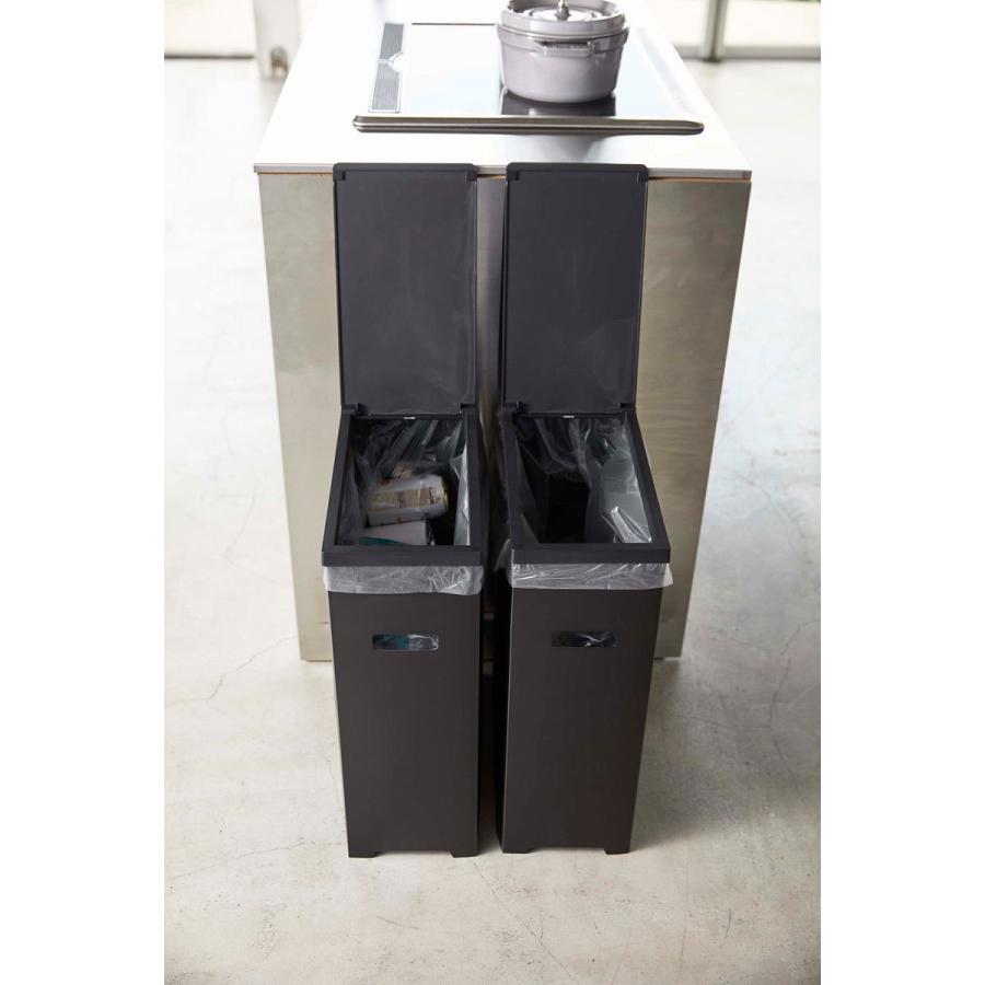 ゴミ箱 山崎実業 正規品 TOWER タワー スリム蓋付きゴミ箱 45L 2個組 ダストボックス ごみ箱 ブラック＆ブラック | tower | 03