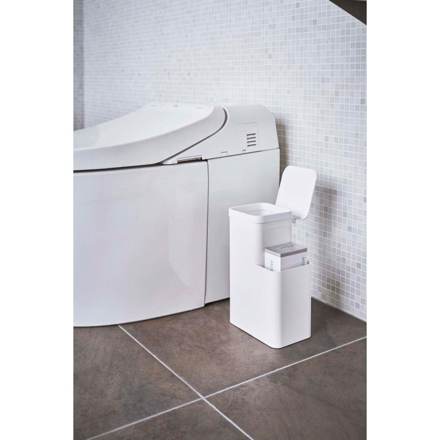 ゴミ箱 山崎実業 正規品 TOWER タワー 収納付きトイレポット ダストボックス ごみ箱 ホワイト | tower | 02