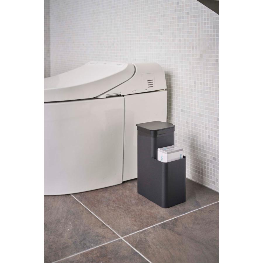 ゴミ箱 山崎実業 正規品 TOWER タワー 収納付きトイレポット ダストボックス ごみ箱 ブラック | tower | 01