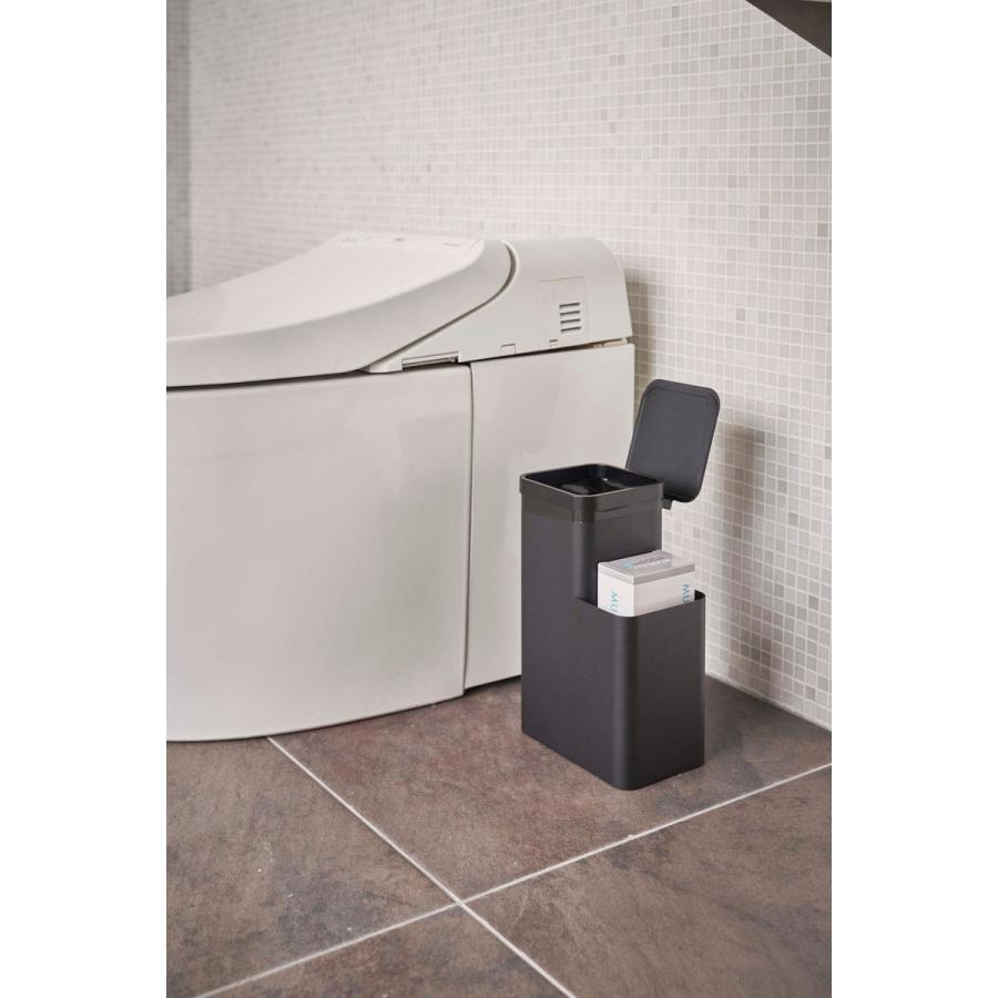 ゴミ箱 山崎実業 正規品 TOWER タワー 収納付きトイレポット ダストボックス ごみ箱 ブラック | tower | 02