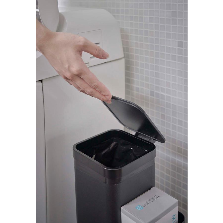 ゴミ箱 山崎実業 正規品 TOWER タワー 収納付きトイレポット ダストボックス ごみ箱 ブラック | tower | 03